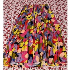 Bali Emerald Womens One Size Rayon Abstract Print Pleated Midi Skirt y2k b3